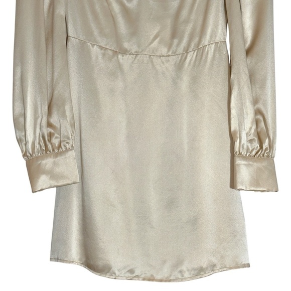 Reformation Champagne Silk Novelia Long Sleeve Mini Dress Womens 6 - Picture 4 of 9